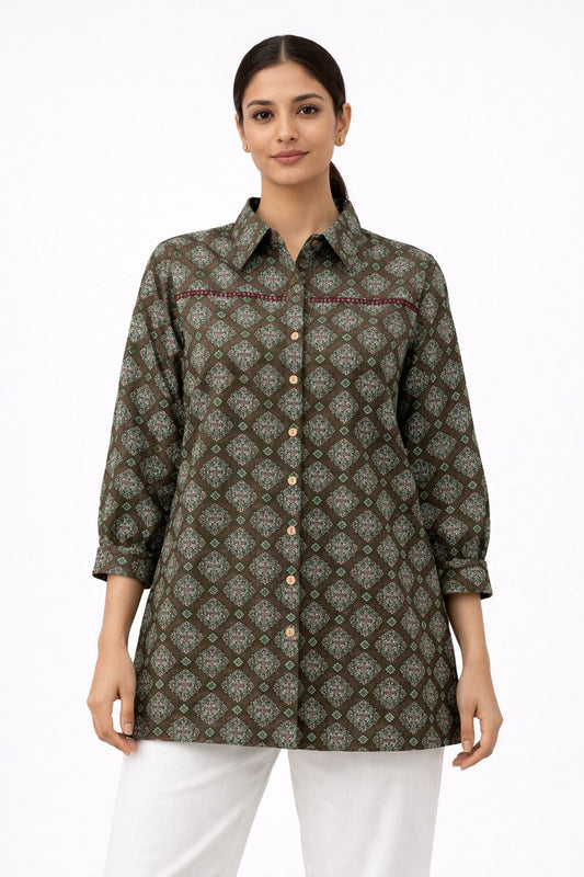 Green cotton shirt