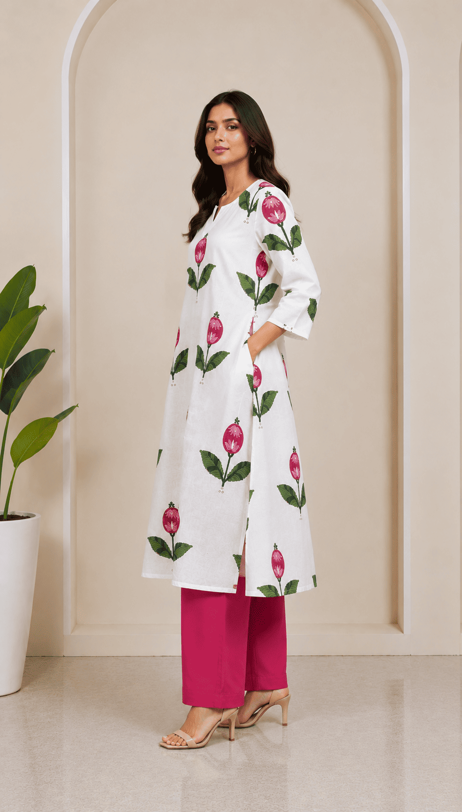 Hand block kurta set