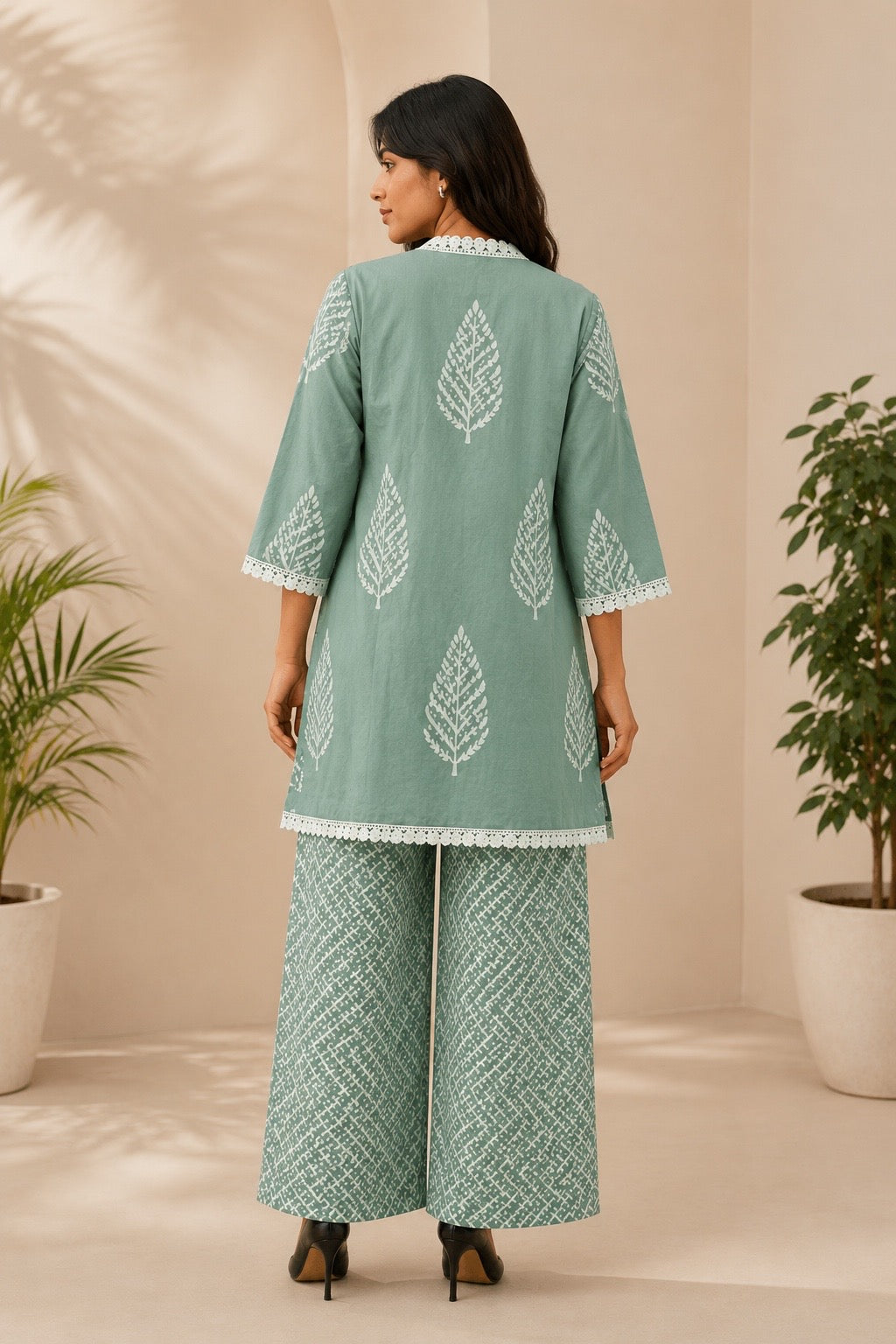 Pista green angrakha coord set