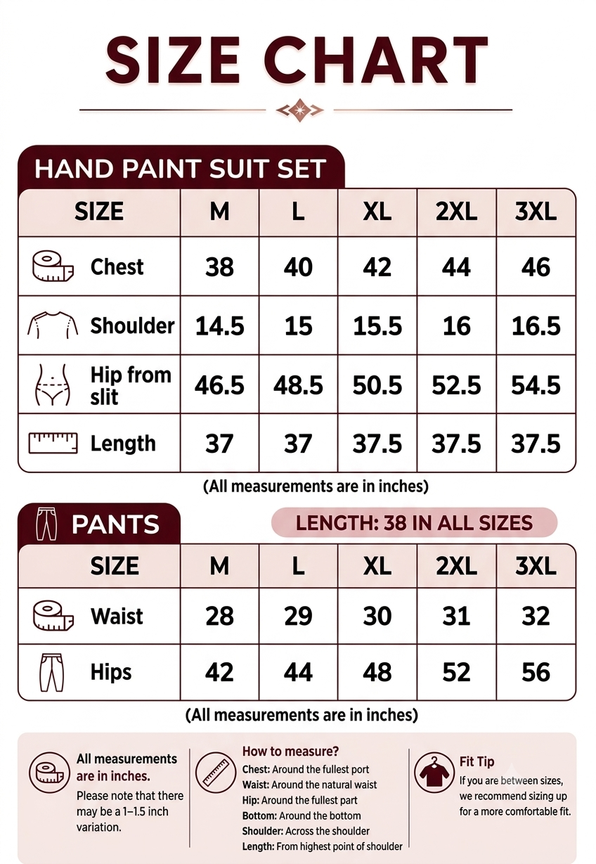 Hand paint ivory suit set