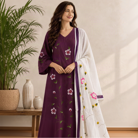 Hand paint purple suit set