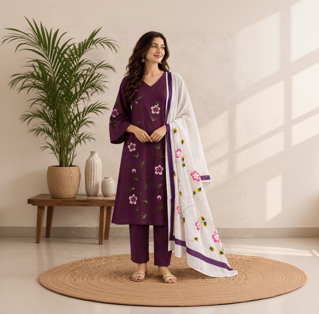 Hand paint purple suit set