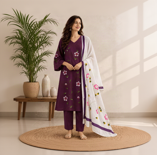 Hand paint purple suit set