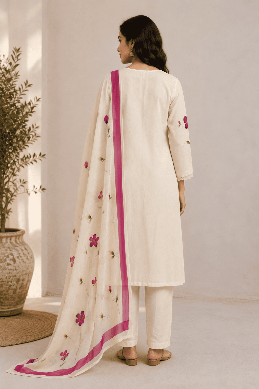 Hand paint  ivory suit set