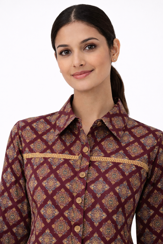 Rust maroon cotton shirt