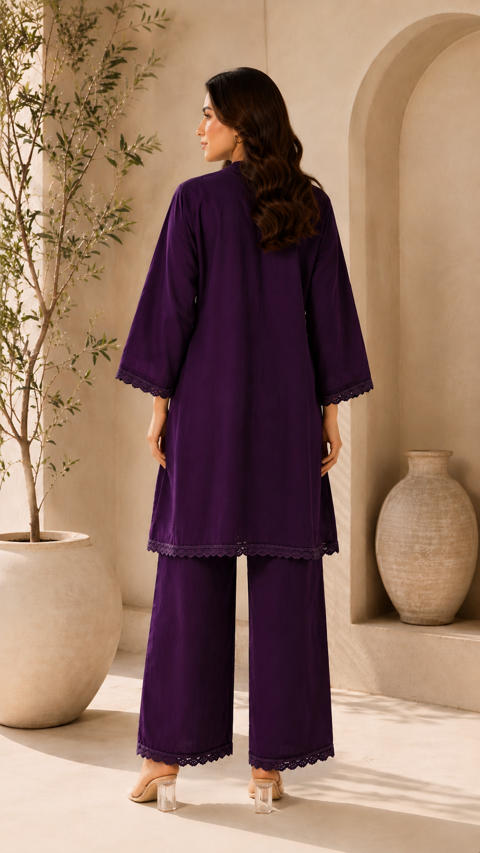 Summer fresh purple cotton suit set