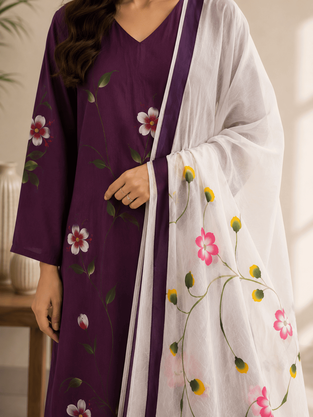 Hand paint purple suit set