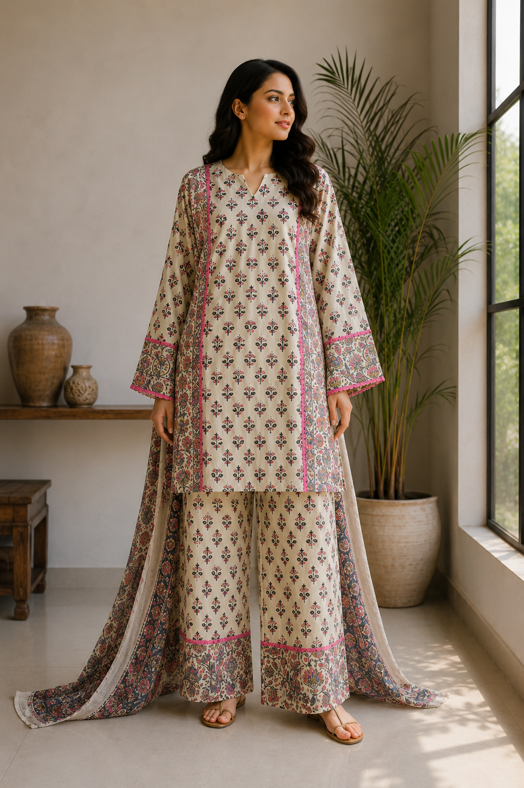 Printed cotton suit set