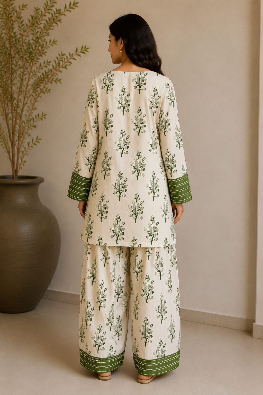 Green floral farshi set