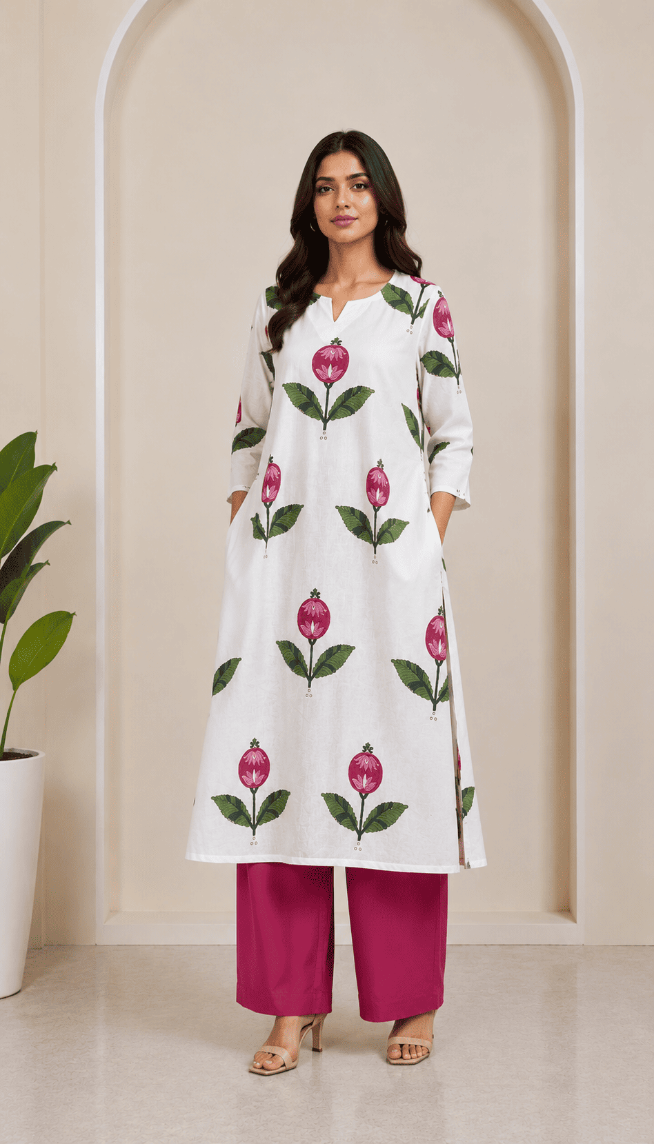 Hand block kurta set