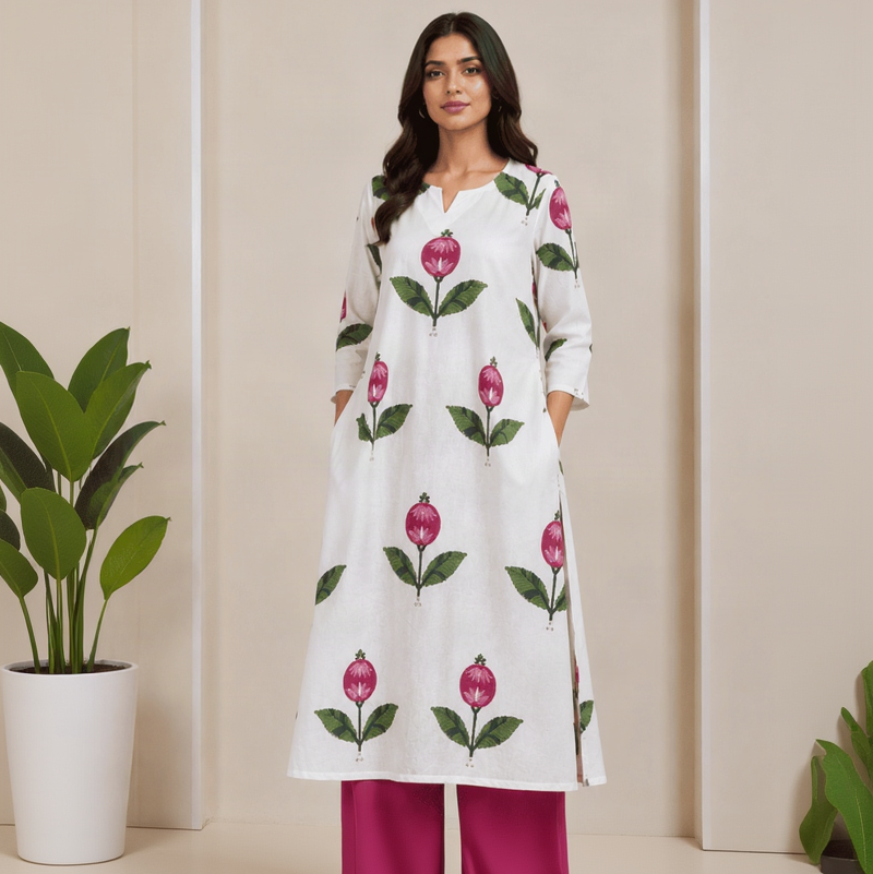 Hand block kurta set