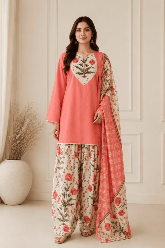 Peach farshi suit set