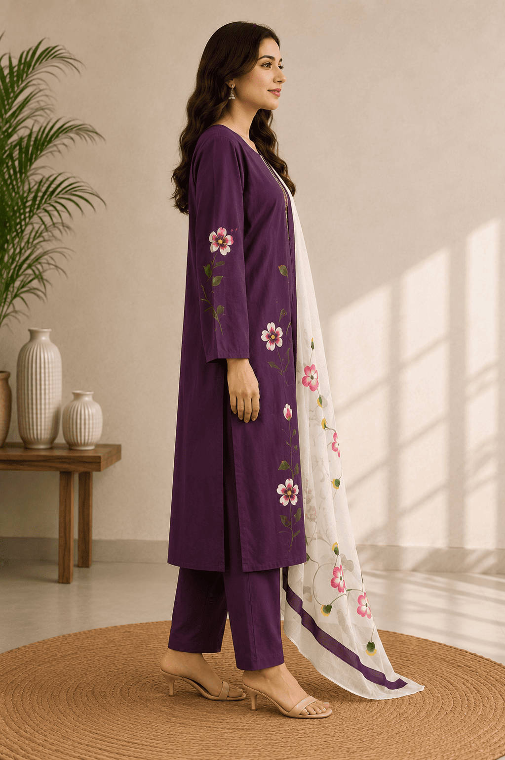 Hand paint purple suit set