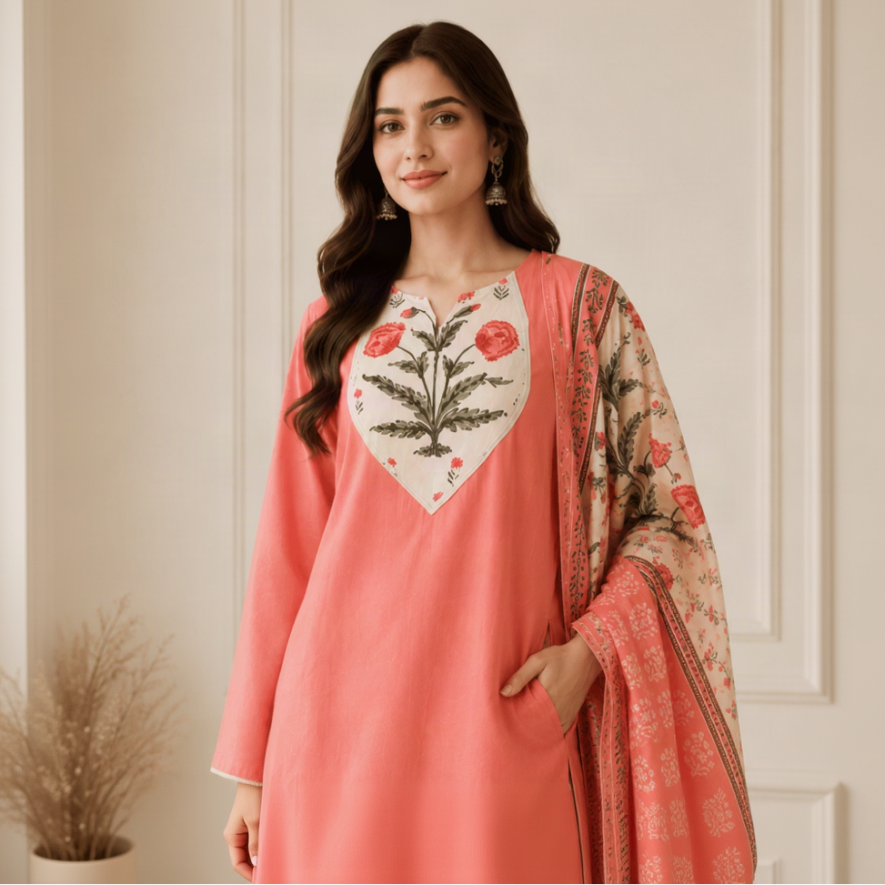 Peach farshi suit set