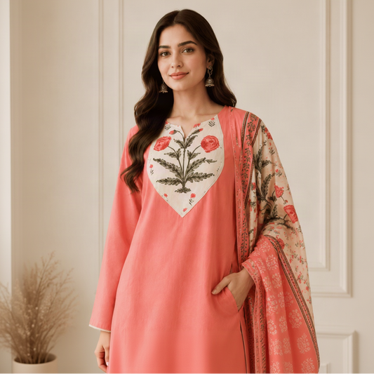 Peach farshi suit set
