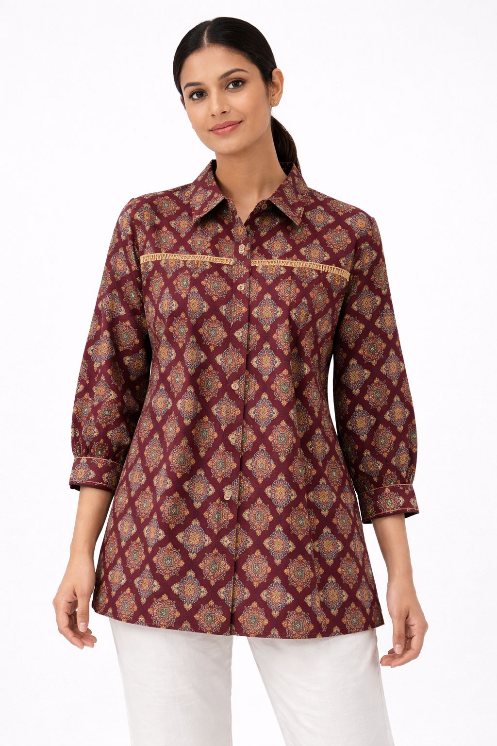 Rust maroon cotton shirt