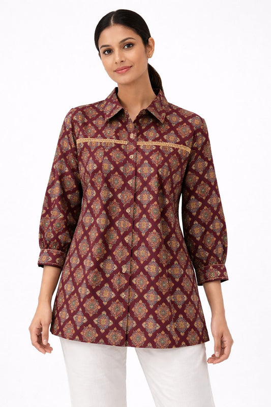 Rust maroon cotton shirt