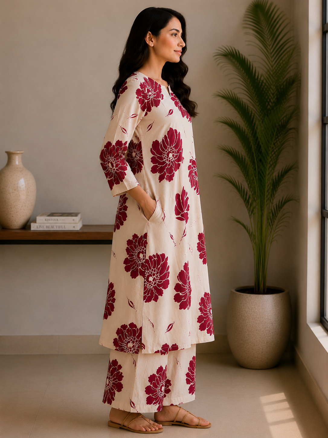 Flex printed long cotton coord set
