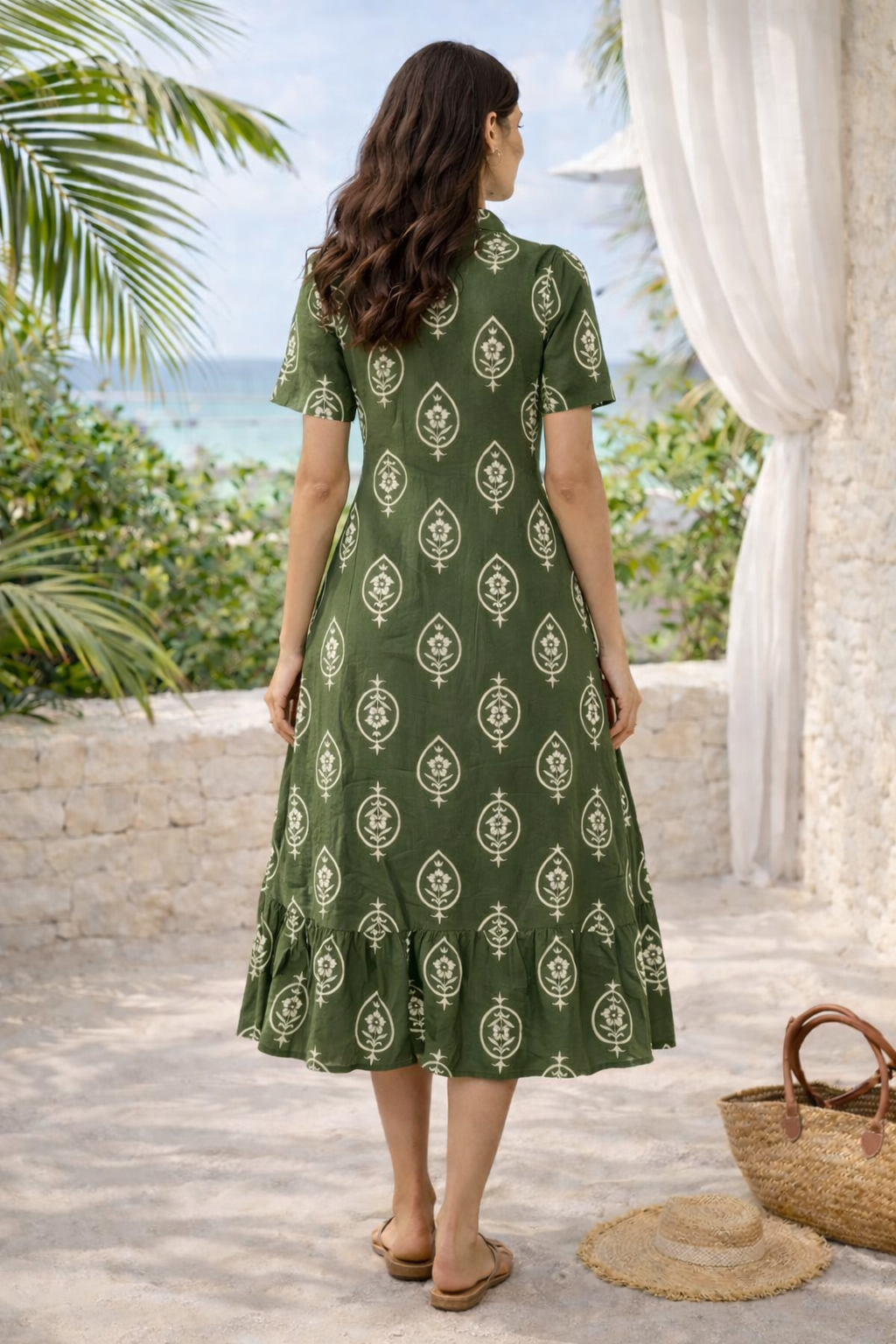 Summer A-line green dress