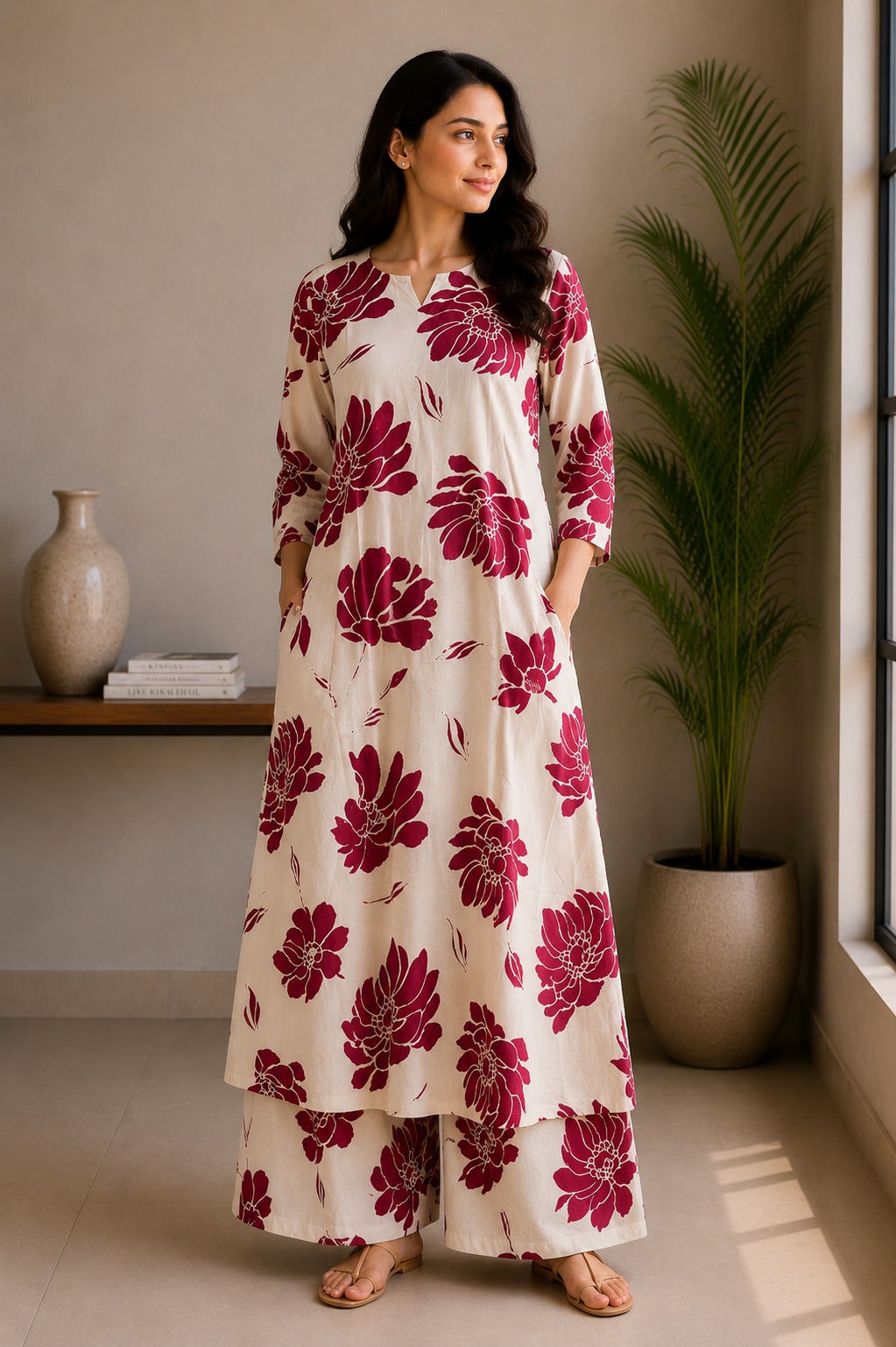 Flex printed long cotton coord set