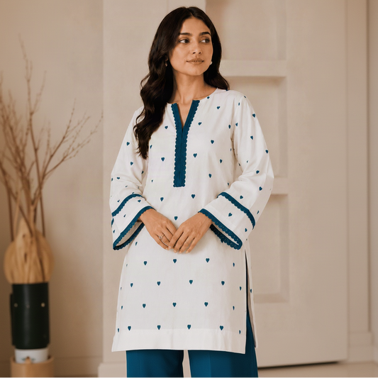 Blue heart kurta with farshi set