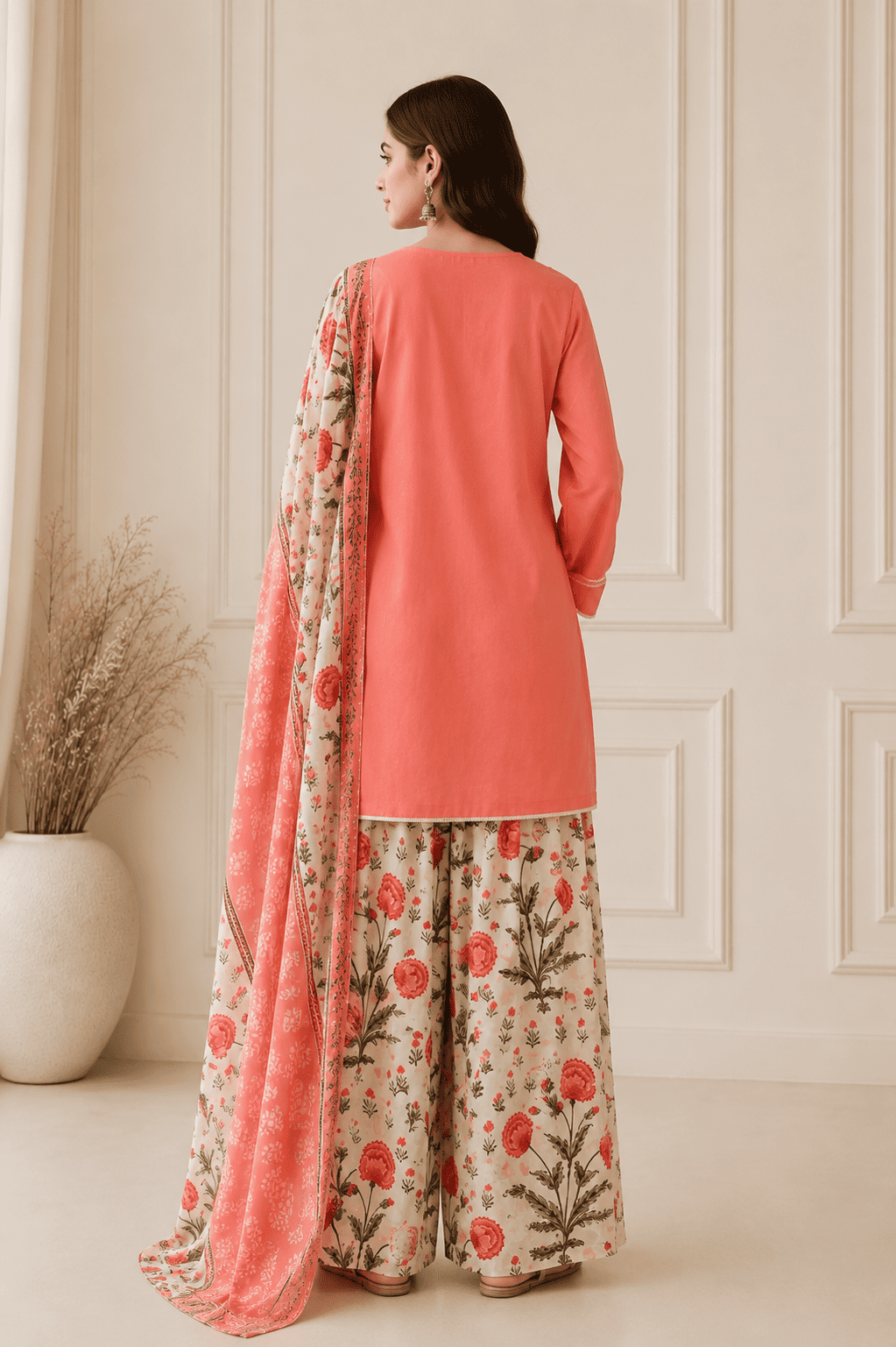 Peach farshi suit set