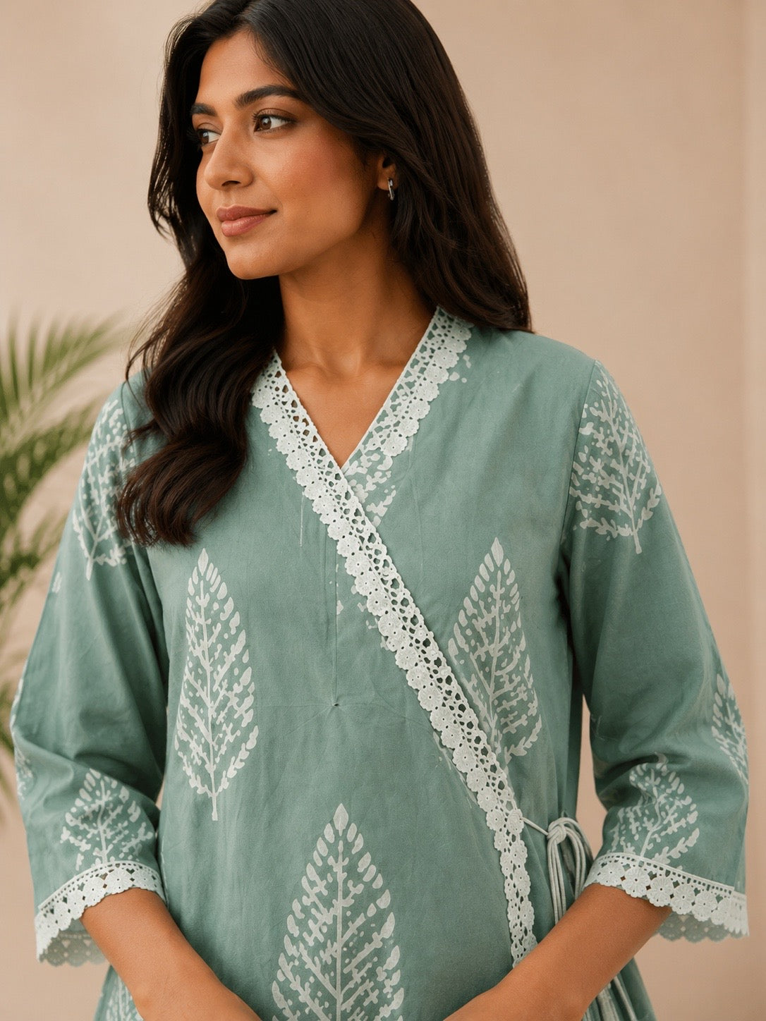 Pista green angrakha coord set