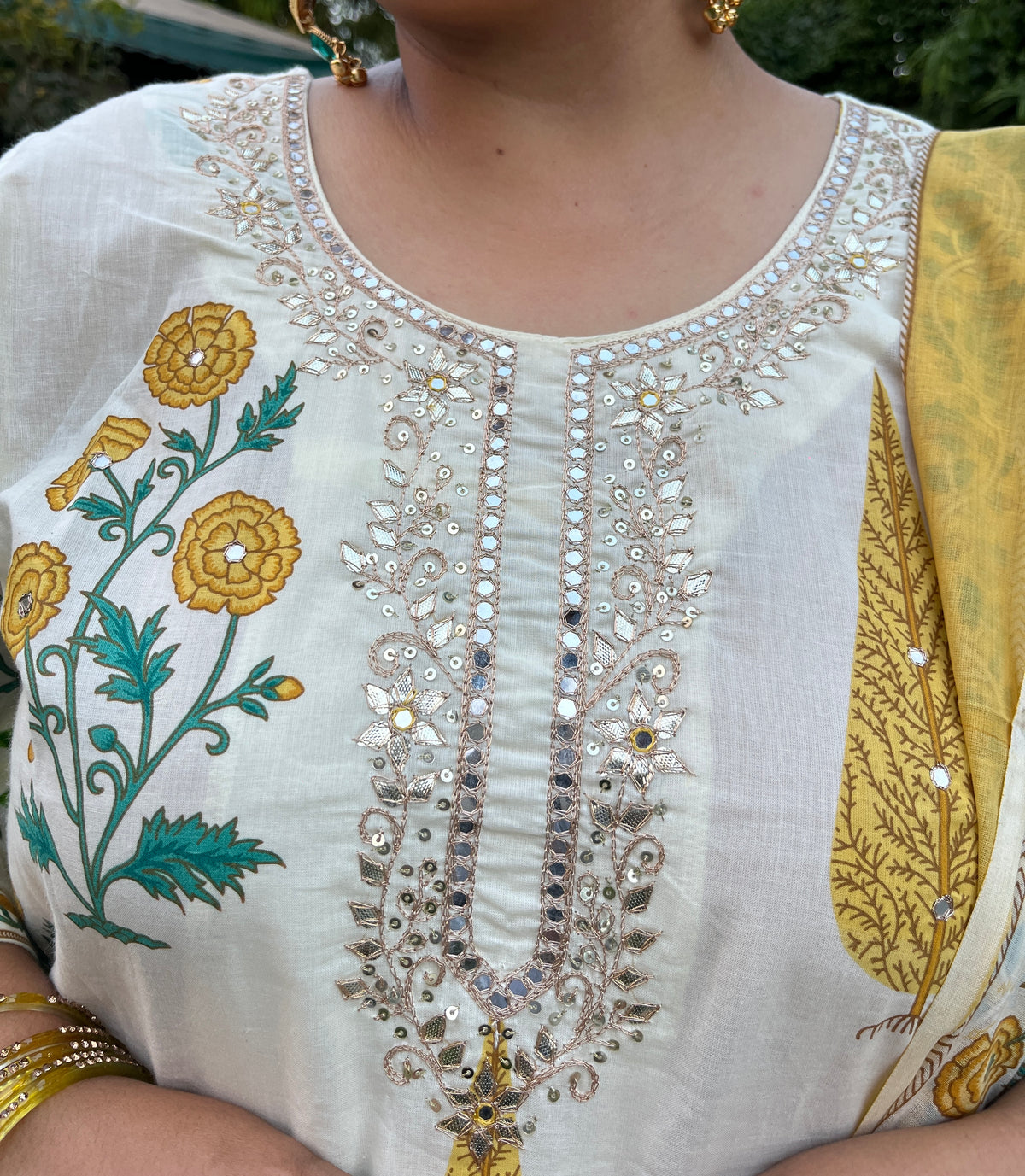 Cotton festive suit set - Yellow