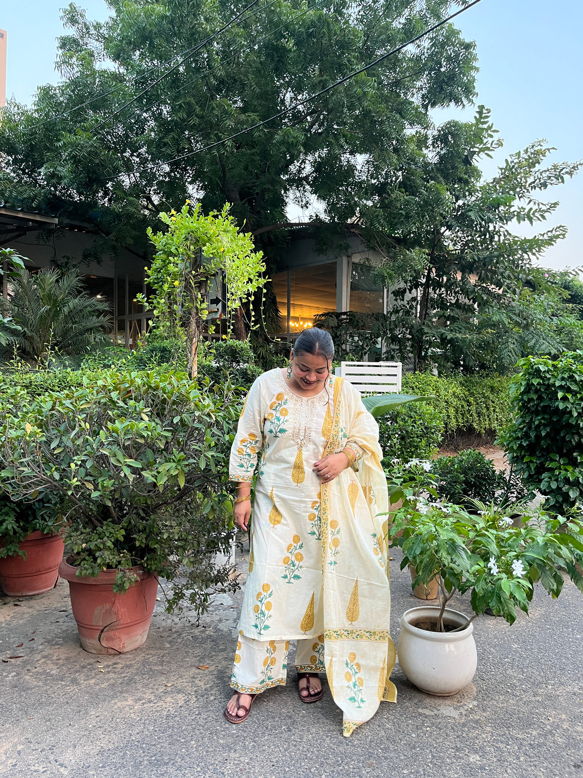 Cotton festive suit set - Yellow