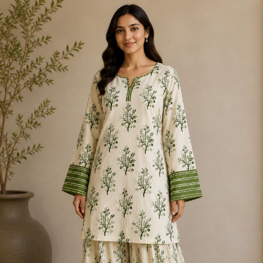 Green floral farshi set