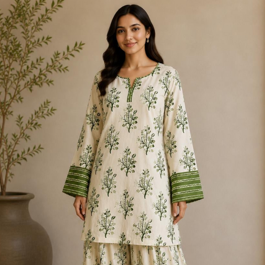 Green floral farshi set